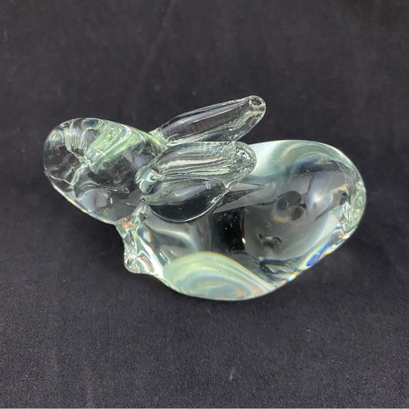 Vintage Clear Glass Bunny Rabbit Figurine Paperweight - Picture 3 of 7